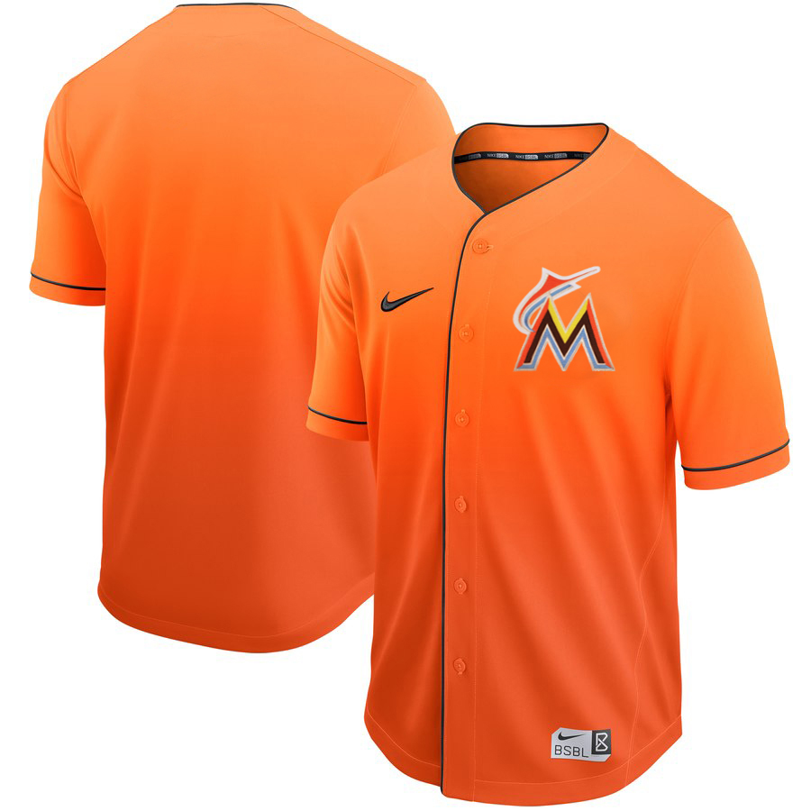 Men's Miami Marlins Blank Yellow Fade Stitched MLB Jersey